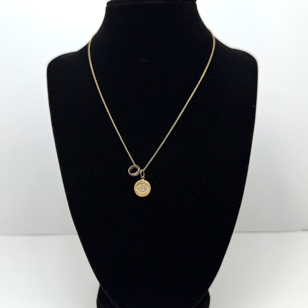 Origami Owl 925 Limitless Charm Necklace Gold Tone Rhinestone Eye Jewelry 8.5 in